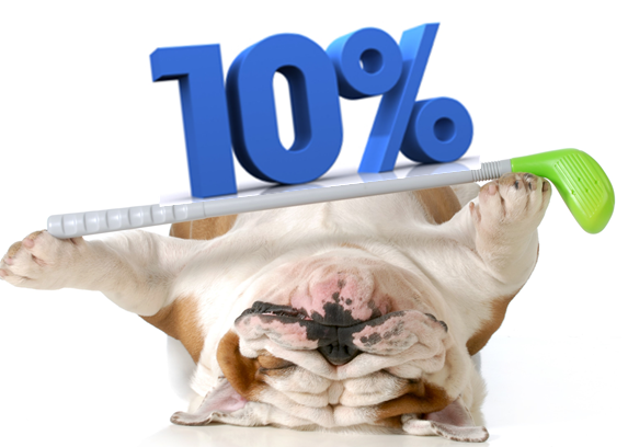 Dog golf 10%